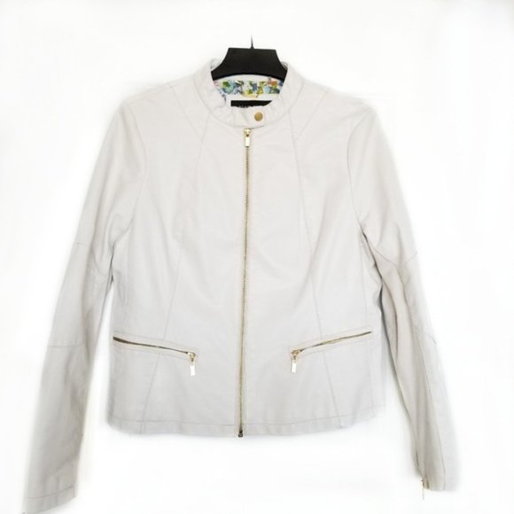 Black Rivet Jackets & Blazers - Black Rivet White Faux Leather Motorcycle Jacket